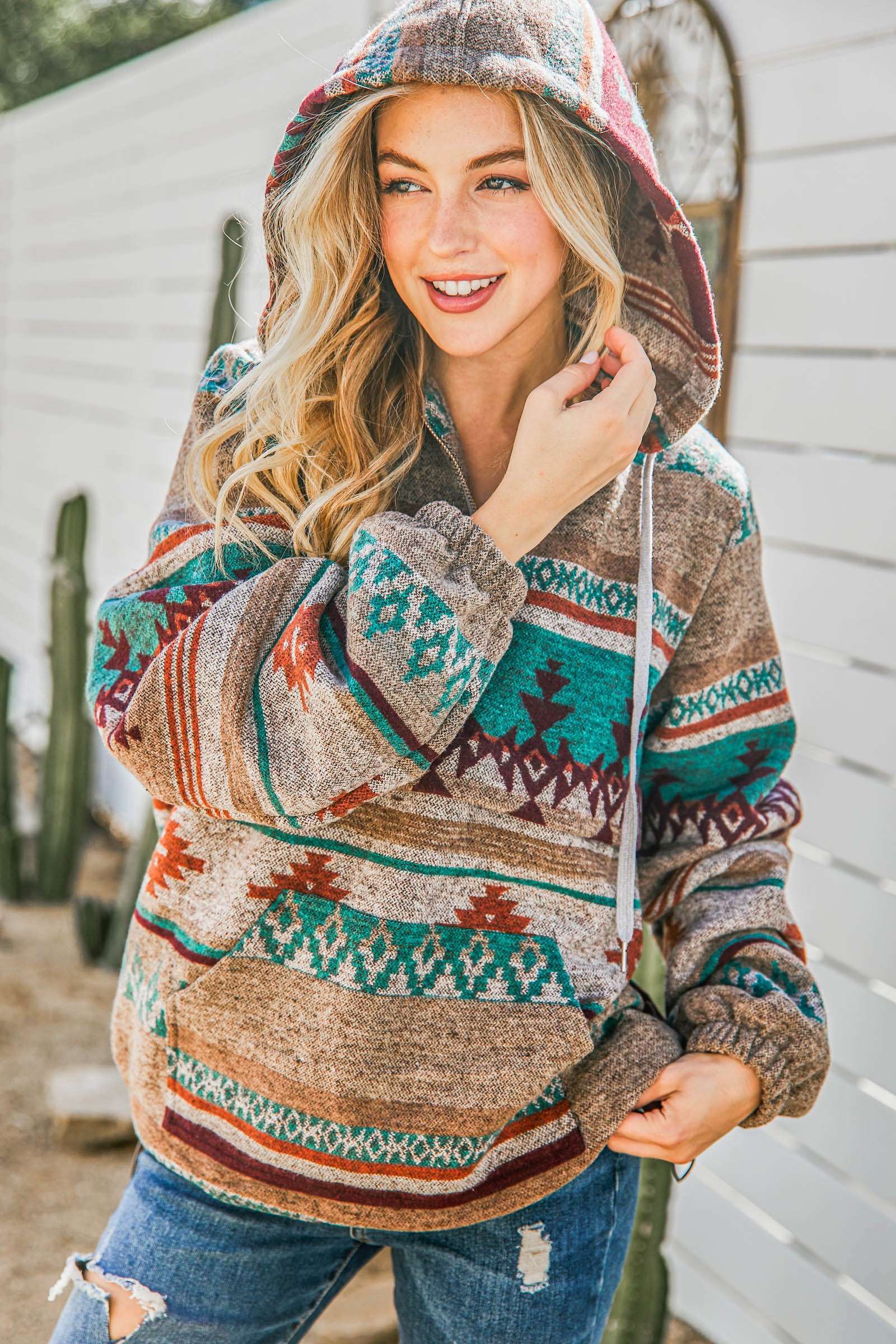 Aztec Zip Up Hoodie