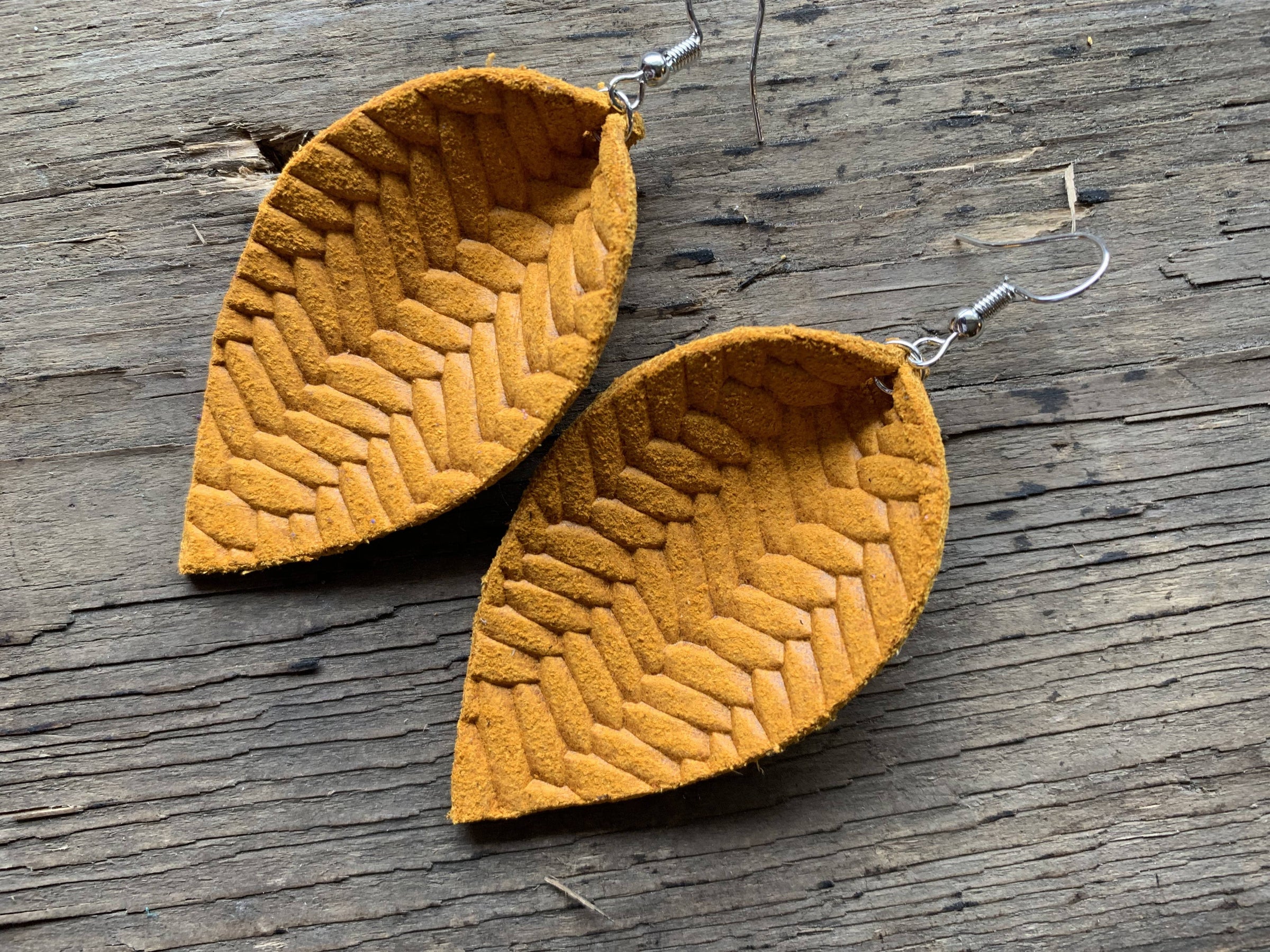 Yellow on sale leather earrings